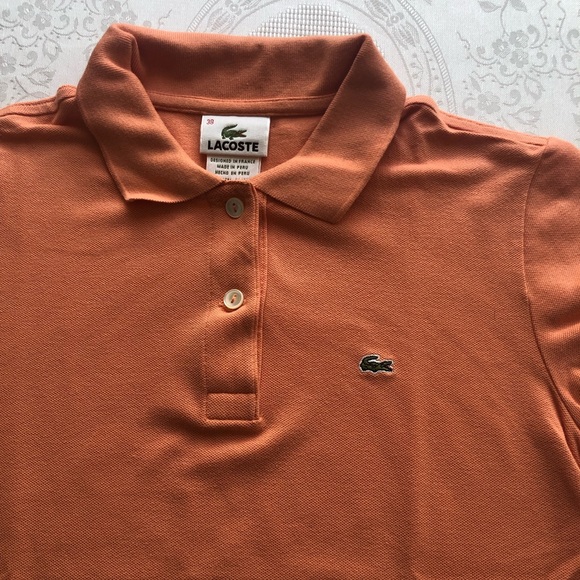 Lacoste Kids Girls Size 38(XS-S) Peach Polo Shirt Small Logo Short Sleeves Top - Picture 12 of 16